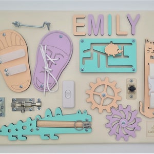 Activity Board, Montessori Busy Board, Wooden Toys, Developing Board, Busy Board for toddler Gift, Birthday Gift, Girls Christmas Gift