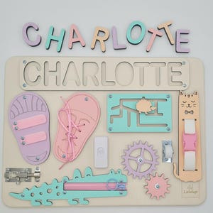 Puzzle Name Busy Board for Toddler Activity Board Personalized Puzzle Toy 1st Birthday Baby Gift Montessori Board Toddler Birthday Gift image 11
