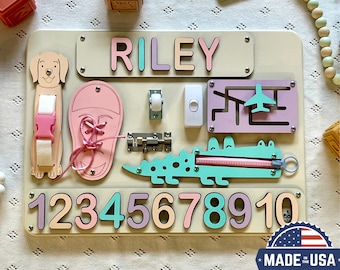 Puzzle Name Busy Board for Toddler, Activity Board, Personalized Puzzle Toy, 1st Birthday Baby Gift, Montessori Board, Birthday Gift Toddler