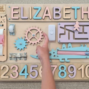 Puzzle Name Busy Board for Toddler Activity Board Personalized Puzzle Toy 1st Birthday Baby Gift Montessori Board Toddler Birthday Gift image 13