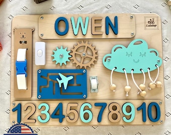 Puzzle Name Busy Board for Toddler, Activity Board, Personalized Puzzle Toy, 1st Birthday Baby Gift, Montessori Board, Birthday Gift Toddler