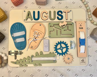 Personalized Name Puzzle Busy Board: Montessori Wooden Toy