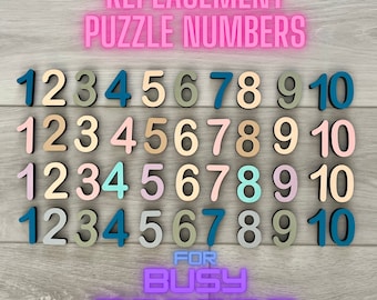REPLACEMENT Numbers SET & Letters for our Boards • Wooden Puzzle Numbers SET•Montessori Educational Homeschool Puzzle Numbers for Busy Board