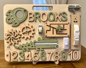 Personalized Montessori Busy Board: Handmade Toddler Activity Toy