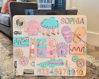 Pick Your Colors! LARGE Personalized Name Puzzle Busy Board for toddler, Christmas Gift Montessori Toy Gift for Toddlers Kids Birthday Gift,