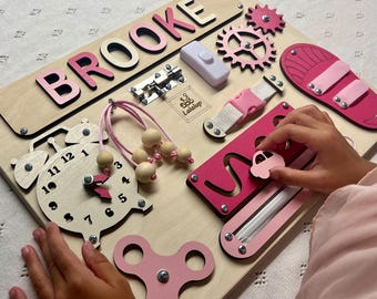 Personalized Name Puzzle, Custom Busy Board for Toddler, 1 year old birthday, Baby Busy Board, 1st Birthday Baby Gift, Montessori Board Toy