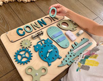 Personalized Name Puzzle Busy Board: Montessori Toddler Activity Toy