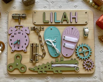 Puzzle Name Busy Board for Toddler, Activity Board, Personalized Puzzle Toy, 1st Birthday Baby Gift, Montessori Board, Birthday Gift Toddler