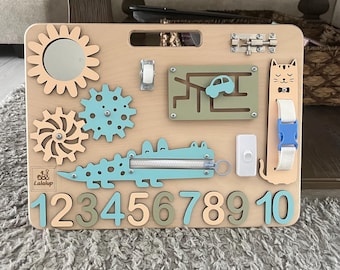Personalized Activity Board, Montessori Busy Board, Wooden Toys, Travel Busy Board for toddler Gift, Birthday Gift, Toddler Christmas Gift