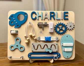 Personalized Name Busy Board for Toddlers, Activity Board, Handmade Toy, Toddler Birthday Baby Gift, Montessori Toys, Welcome Baby,Christmas