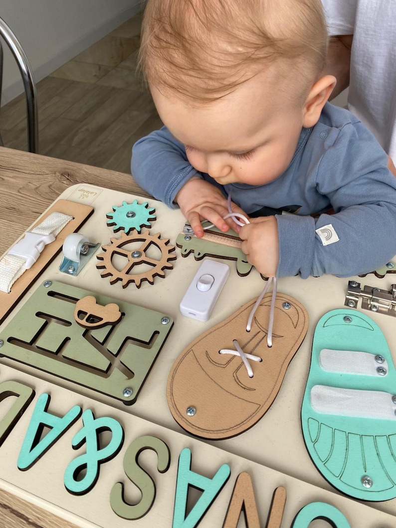 Puzzle Name Busy Board for Toddler Activity Board Personalized Puzzle Toy 1st Birthday Baby Gift Montessori Board Toddler Birthday Gift image 16
