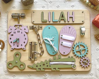 Personalized Name Puzzle Busy Board: Montessori Toddler Activity Toy