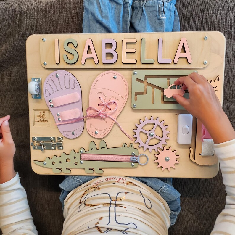 Puzzle Name Busy Board for Toddler Activity Board Personalized Puzzle Toy 1st Birthday Baby Gift Montessori Board Toddler Birthday Gift image 19