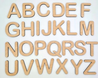 Wooden Alphabet Set • Wood Letters A-Z & Movable Alphabet • DIY letter crafts • Montessori Educational Homeschool Spelling
