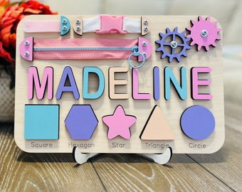 FREE ENGRAVING! Personalized Busy Board Name Puzzle for Toddler, Personalized Gift, Wooden Montessori Toy, 1st Birthday Gift, Christmas Gift