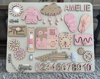 Personalized busy board, Montessori Board, Activity Board, Toddler Gift, Birthday Gift for kids, Busy Board for toddler, 1st Birthday Gift