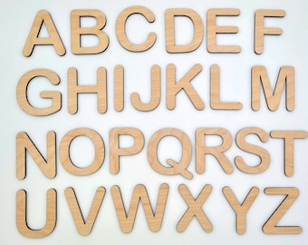 Wooden Alphabet Set • Wood Letters A-Z & Movable Alphabet • DIY letter crafts • Montessori Educational Homeschool Spelling