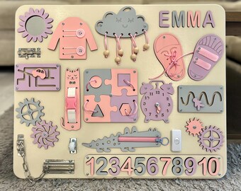 Personalized LARGE Name Puzzle Busy Board for Toddler, 1st Birthday Baby Gift, First Christmas Present, Montessori Toy, Wooden children toy