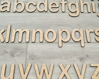 Wooden Alphabet Set • Birch Wood Letters A-Z & Movable Alphabet • DIY letter crafts • Montessori Educational Homeschool Spelling