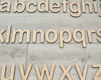 Wooden Alphabet Set • Wood Letters A-Z & Movable Alphabet • DIY letter crafts • Montessori Educational Homeschool Spelling