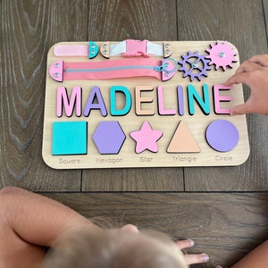 Personalized Toddlers Busy Board, Development Toys, Montessori Toys, Nursery Baby Decor, Baby Shower Gift, 1st Birthday Gift, Christmas Gift image 9