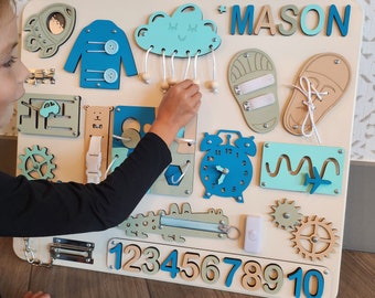 LARGE Personalized Busy Board for Toddler, Activity, Toddler Gift, Montessori Toy, Busy Board for baby BOY,1st Birthday Gift, Christmas Gift