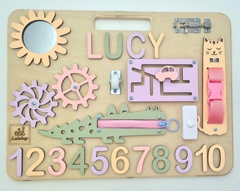 Travel Busy Board for Toddler Personalized Name First Birthday Gift Activity Board Montessori Wooden Toys Developing Board Christmas Gift