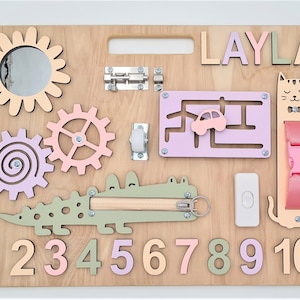 Activity Board, Montessori Busy Board, Wooden Toys, Developing Board, Travel Busy Board for toddler Gift, Birthday Gift, Christmas Gift