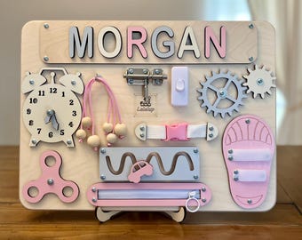 Personalized Name Puzzle Busy Board for Toddler, Activity Board, Toddler Gifts, Montessori Board, 1st Birthday Baby Boy Gift, Baby Girl Toys