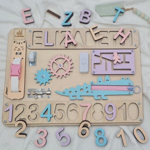 Puzzle Name Busy Board for Toddler Activity Board Personalized Puzzle Toy 1st Birthday Baby Gift Montessori Board Toddler Birthday Gift image 14