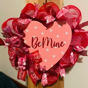 Valentine’s Day wreath-Valentine’s day pink and red wreath-Valentine’s day-Valentine’s mesh wreath-be mine