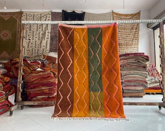 Custom Colorful Pink Moroccan Rug - Modern Wool Area Morrocan 8x10 Rugs for Living Room