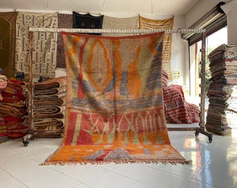 Handmade Vintage Moroccan Rug - Tribal Area Wool Morrocan Boujad Rug (6.4 x 10 ft)