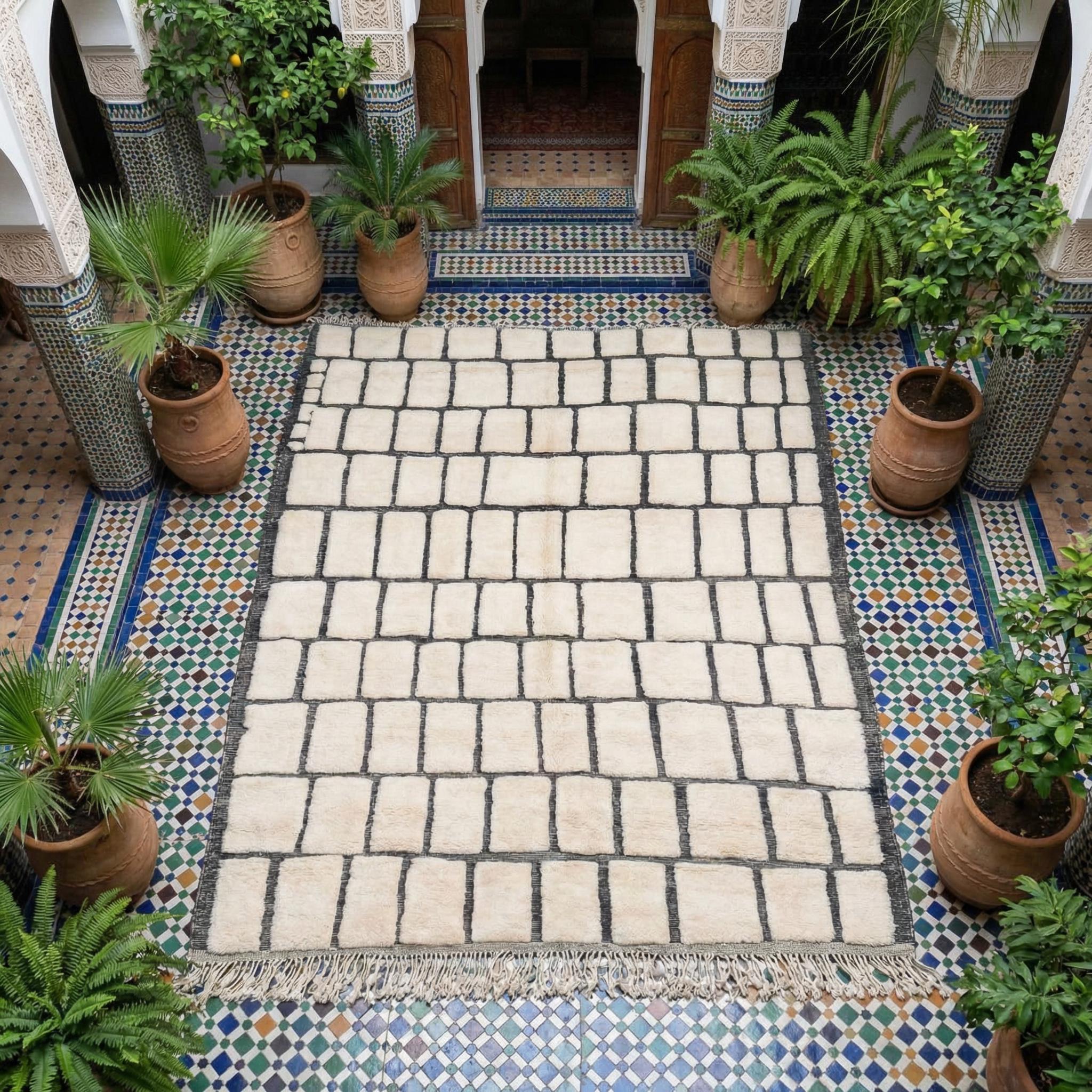 Clh Rug Cream Charcoal Cobblestone Moroccan Rug - Tufted Handmade Custom Wool ...