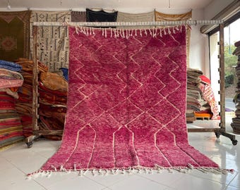 Custom Pink Tufted Moroccan Rug - Wool Berber Morrocan 8x10 Rugs for Living Room