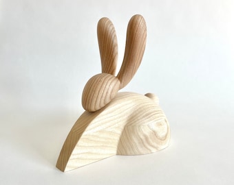 Easter rabbit decor | Easter Ideas | Wooden Bunny figurine | Home Decoration | Animal | Rabbit Figurine | Wood Carving | Hare
