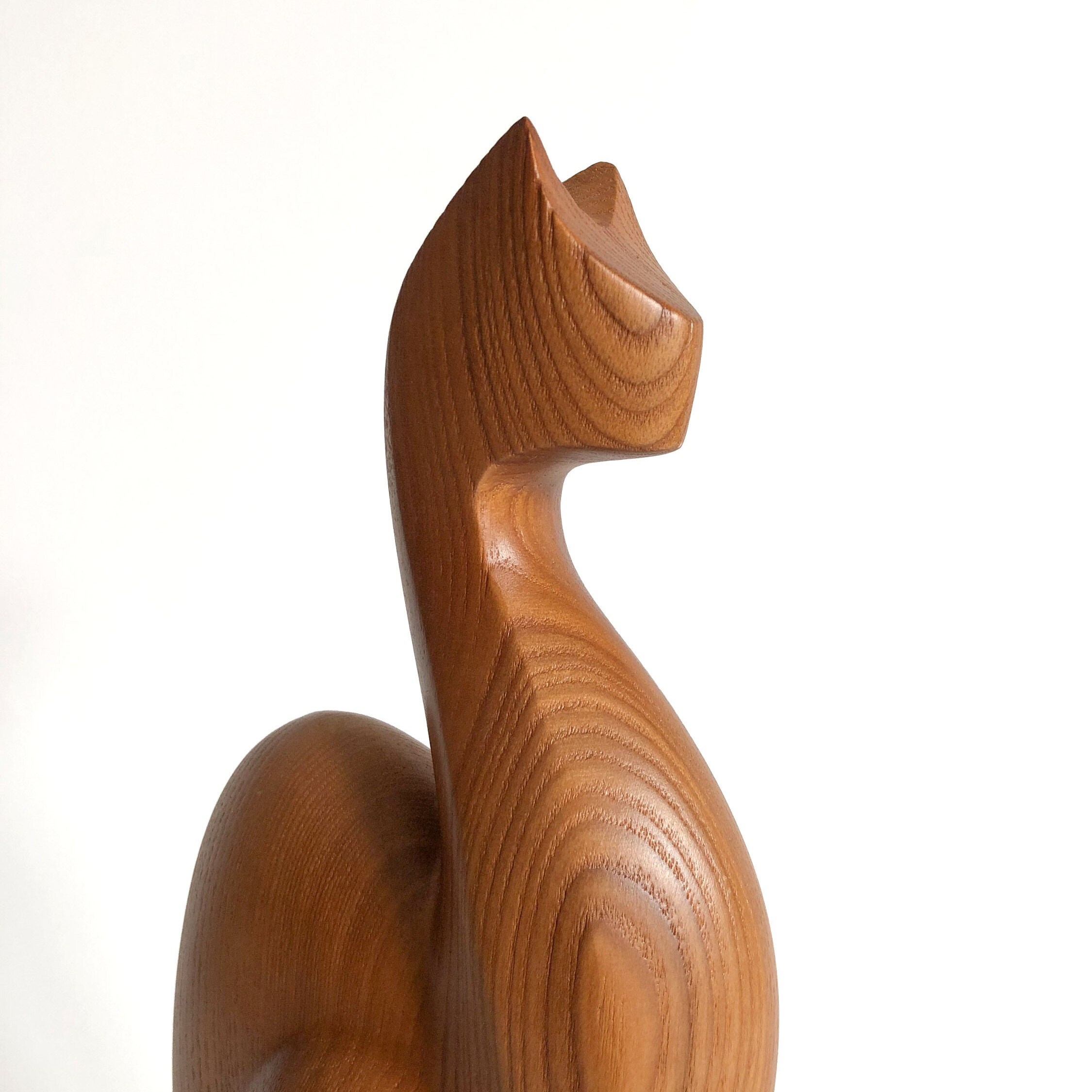 Wooden Cat Statue Cat Figurine Cat Sculpture Wood Etsy UK