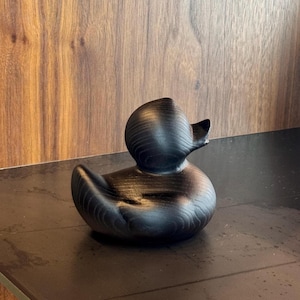 Handcrafted Oak Wood Jeep Duck Figurine - Black Finish