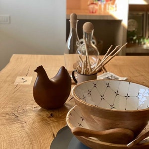 Aus Holz Huhn Statue | Rustikal | Esstisch Dekor | ECO Verpackung | Huhn Geschenk | Henne Figur | Huhn Skulptur | Landhausstil