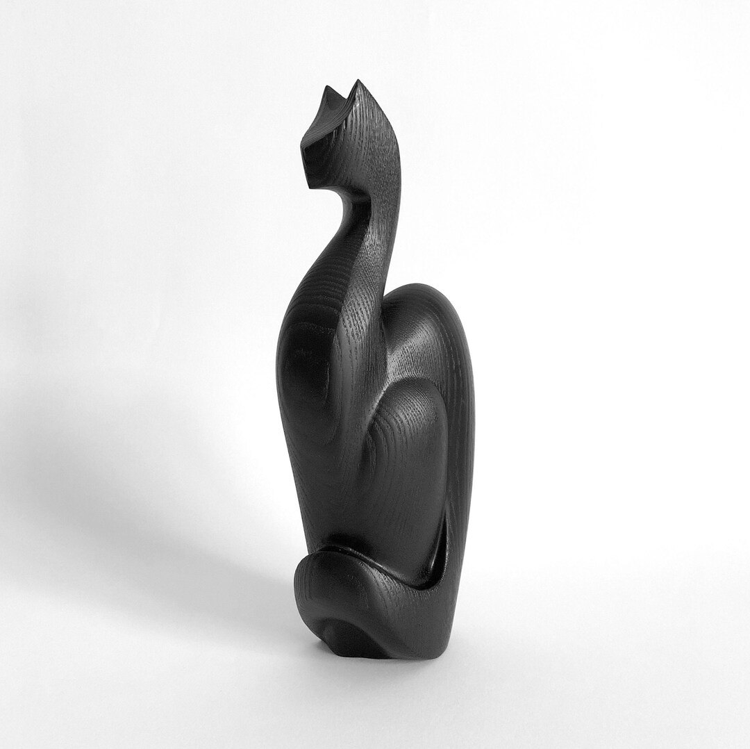 Wooden Cat Statue Cat Figurine Cat Sculpture Cat Lovers Etsy