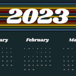 2023 Wall Calendar- 70&#39;s Retro