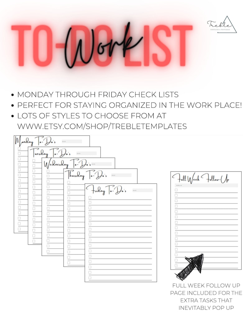 To-do List Template, Work Task List, Professional To-do List, Modern ...