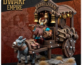 Barrelman Cart Resin Fantasy Tabletop, Unpainted| WHITE ANGEL MINIATURES