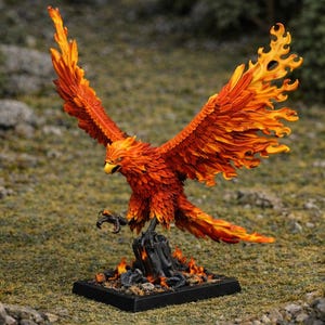 Vuurfeniks miniatuur, feniksmonster, fantasy tafelmodel van hars, ongeschilderd | Highlands Miniatures