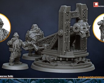 Dwarf Catapult Resin Fantasy Tabletop, Unpainted| DragonsLake Miniatures
