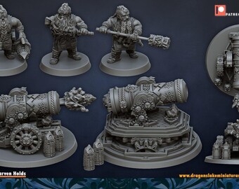Dwarf Cannon Resin Fantasy Tabletop, Unpainted| DragonsLake Miniatures