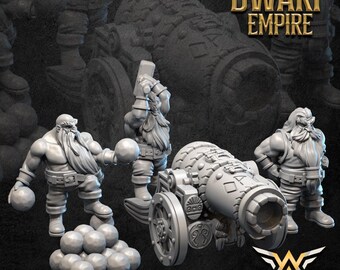Iron Dwarf Cannon Resin Fantasy Tabletop, Unpainted| WHITE ANGEL MINIATURES