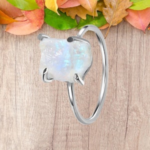 Handmade Ring,Raw moonstone RHODIUM PLATED ring,Statement ring,  925 Sterling silver, crystal Ring , bridesmaid gifts,Christmas gift for her