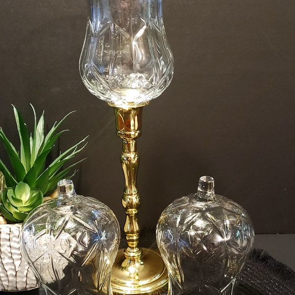 Vintage  Home Interior Large Diamond Clear Votive Cup Hurricane Candle Holder