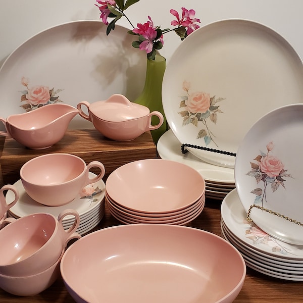 Vintage Rose Melmac Melamine Dinnerware